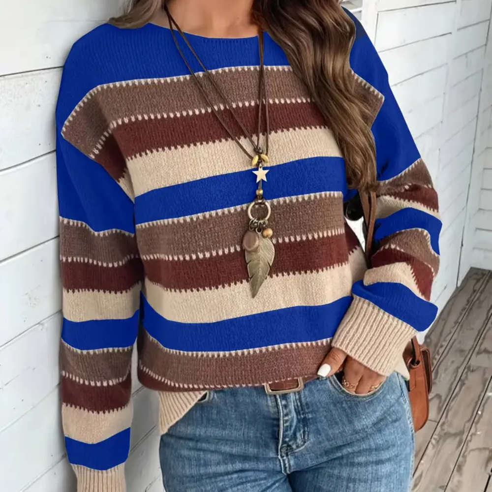 GISELA | GESTREIFTER STRICKPULLOVER