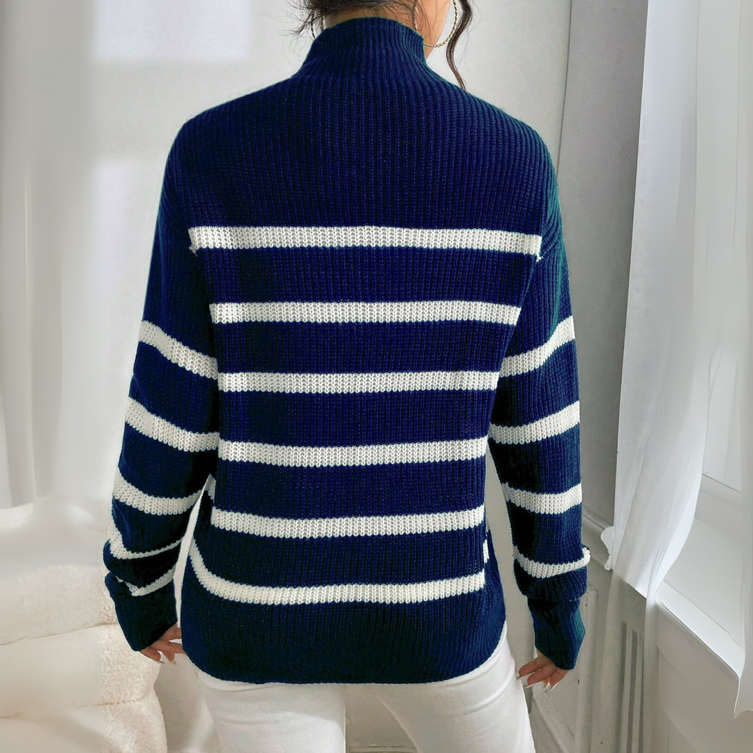 SELMA | GESTREIFTER ROLLKRAGENPULLOVER