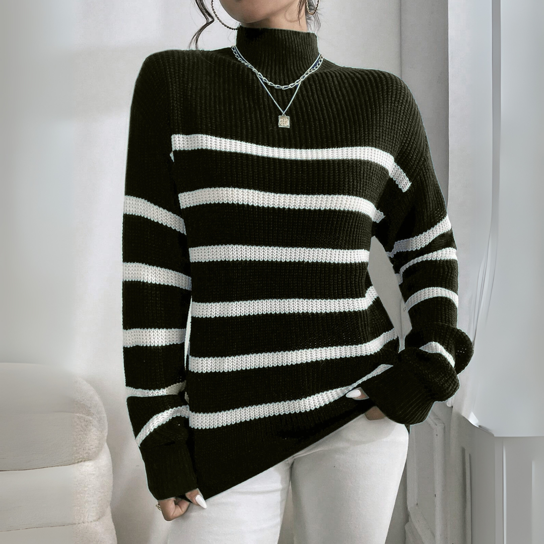 SELMA | GESTREIFTER ROLLKRAGENPULLOVER